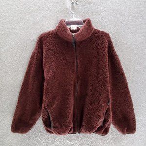 Speedo Women Jacket XL Red Sherpa Full Zip Mock Neck Long‎ Sleeve
